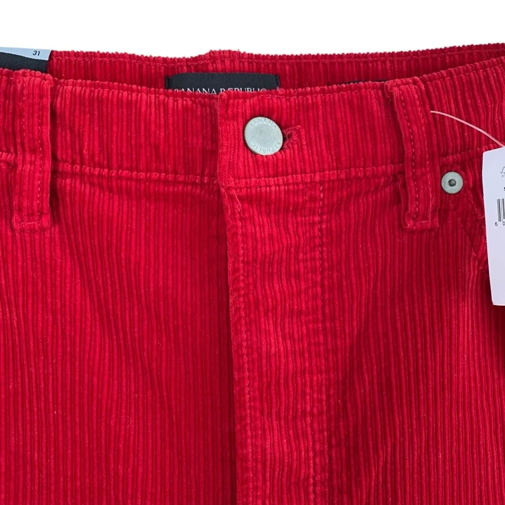 Banana Republic Bright Red High Rise Button Fly Straight Leg Corduroy Pants - Picture 7 of 12